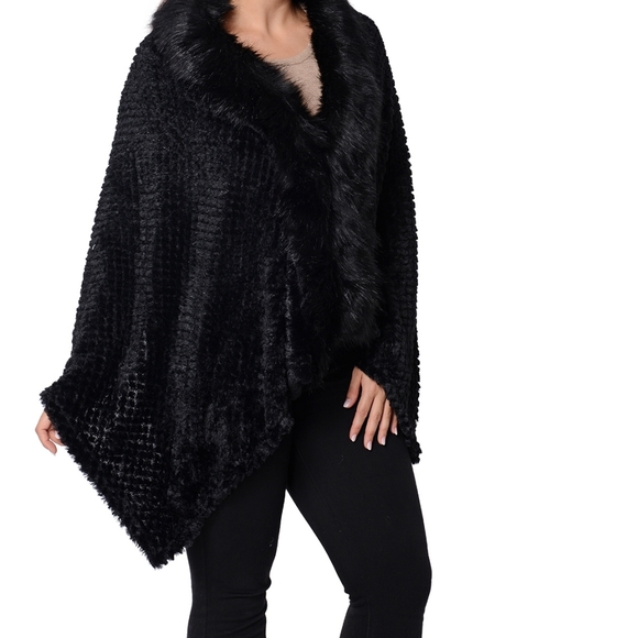 Sweaters - SOLD:  Black Faux Fur Wrap